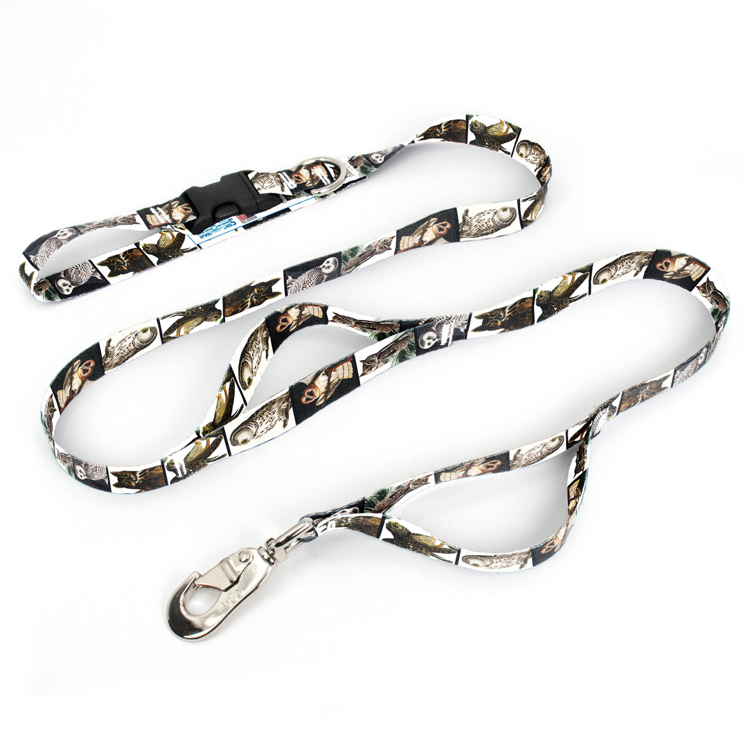 Audubon Owls Fab Grabáµ€á´¹ Leash - Made in USA - 3 Handles - Heavy Duty Quick Clasp - Buttonsmith Inc.