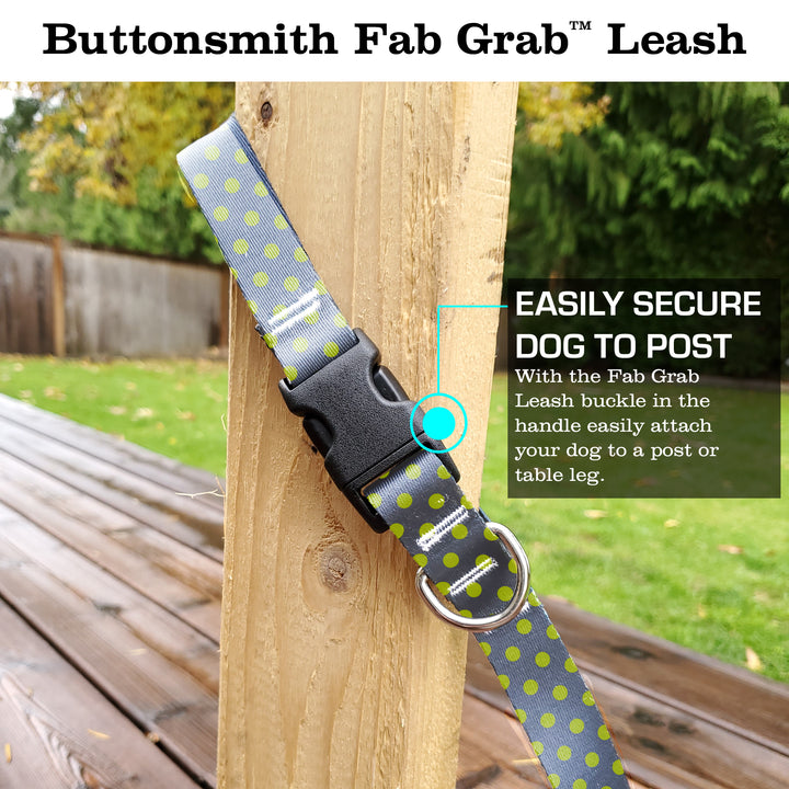 Pewter Lime Dots Fab Grab Leash - Made in USA