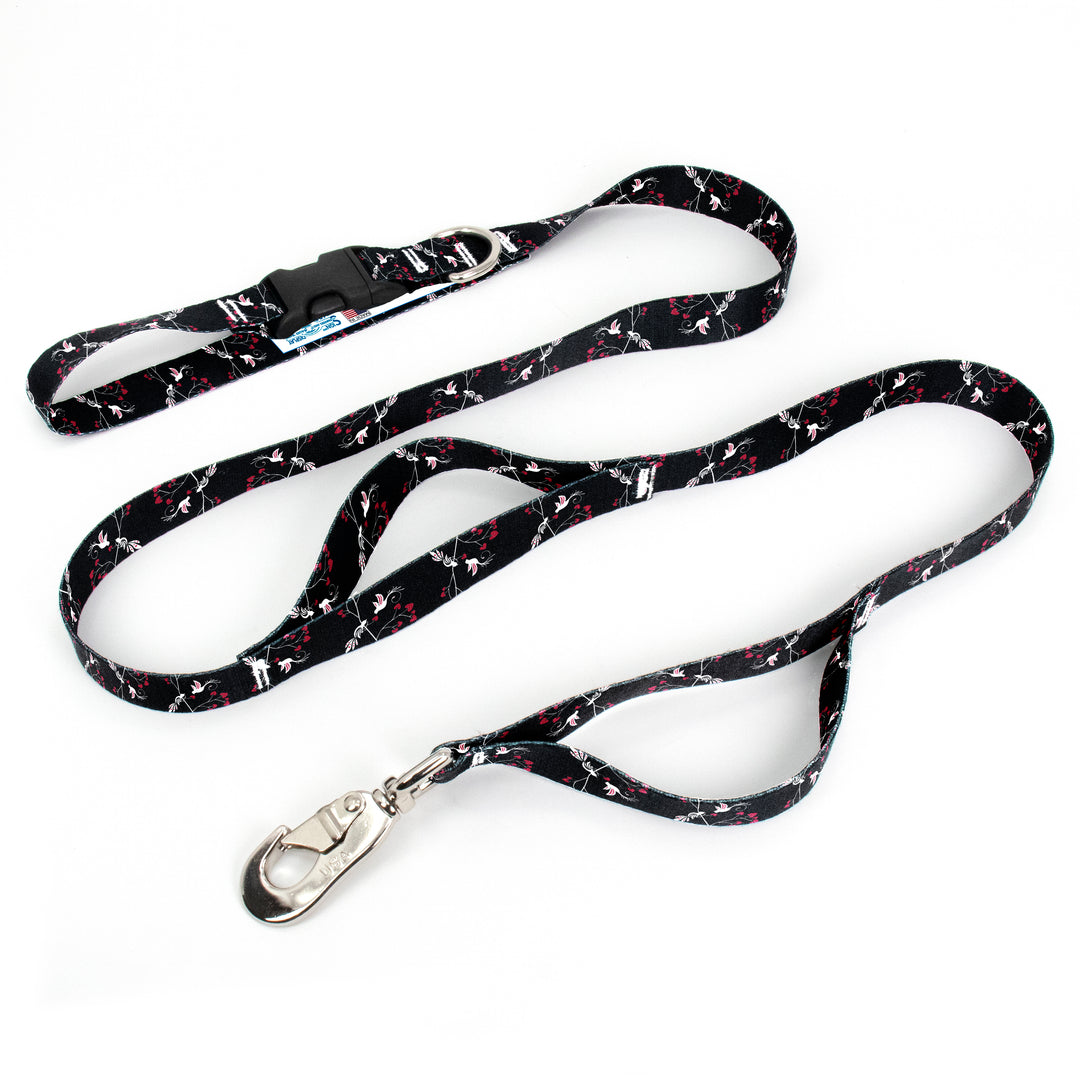 Love Birds Black Fab Grab Leash - Made in USA