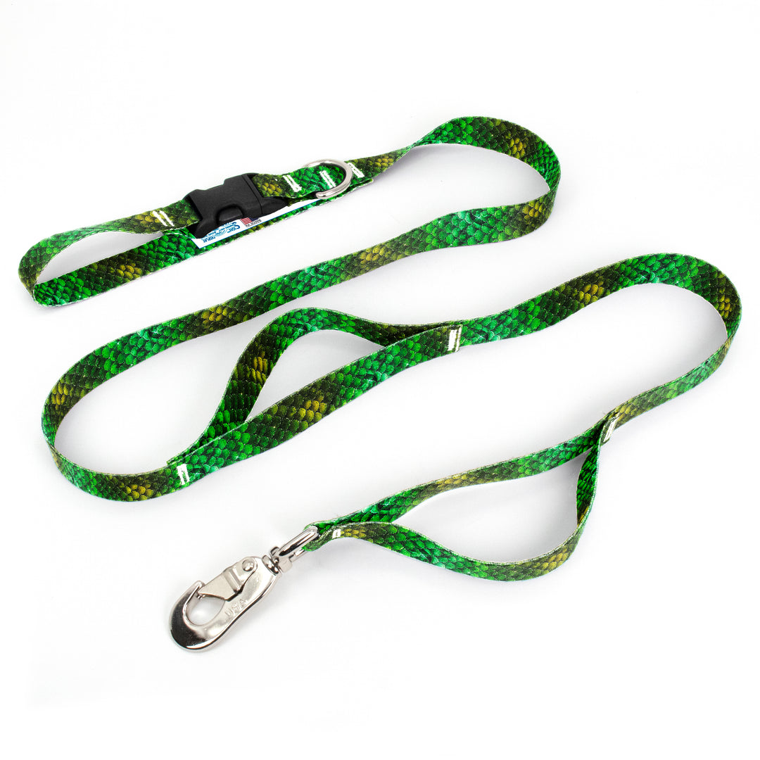 Mermaid Scales Green Fab Grab Leash - Made in USA