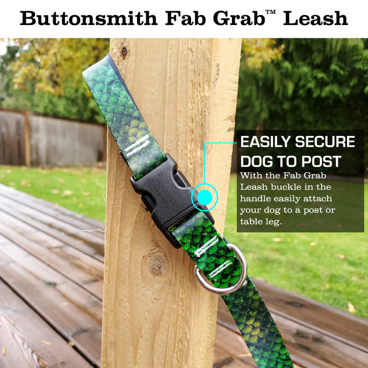 Mermaid Scales Green Fab Grab Leash - Made in USA