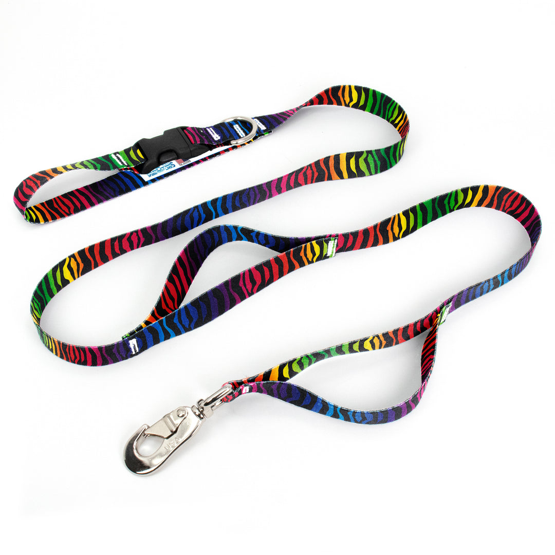 Rainbow Zebra Fab Grab Leash - Made in USA