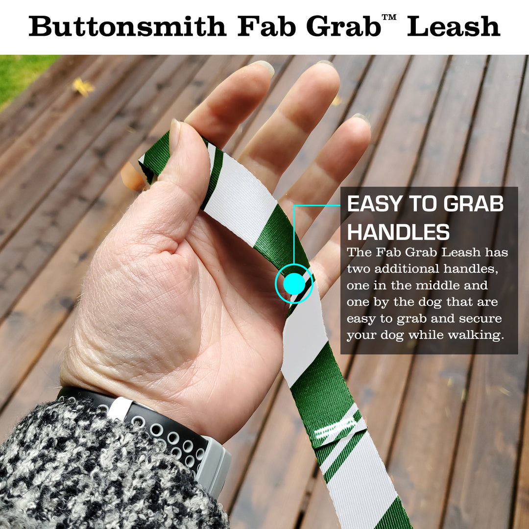 Sporty Green White Fab Grab Leash - Made in USA