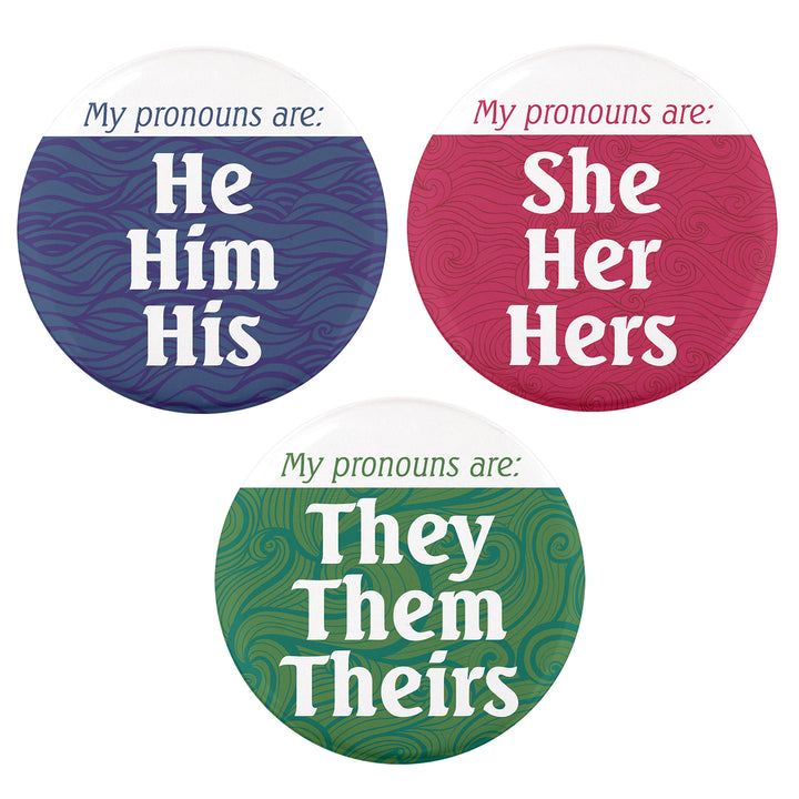 Waves 3" Pronoun Buttons