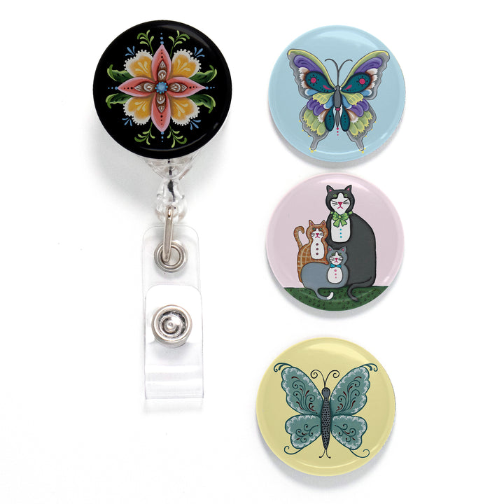 Buttonsmith McGovern Tinker Reel Retractable Badge Reel - Based on Rebecca McGovern artwork - Made in the USA