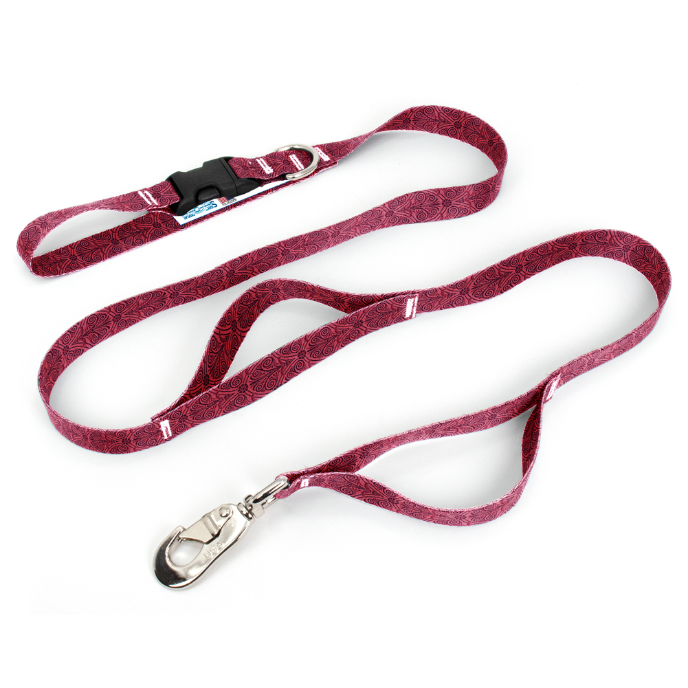 Greek Swirls Bougainviella Fab Grab Leash - Made in USA