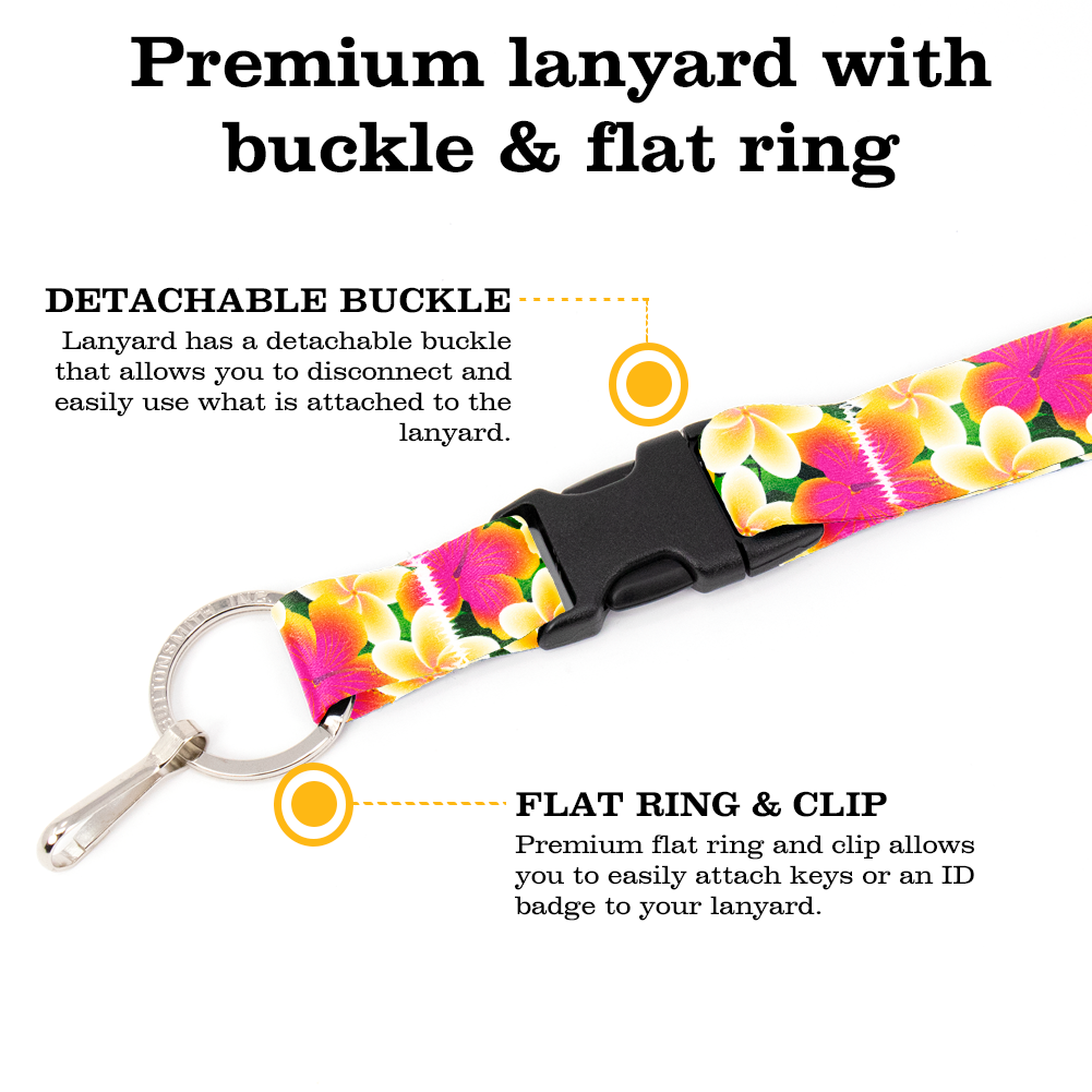 Aloha Lei Premium Lanyard - with Buckle and Flat Ring - Made in the USA