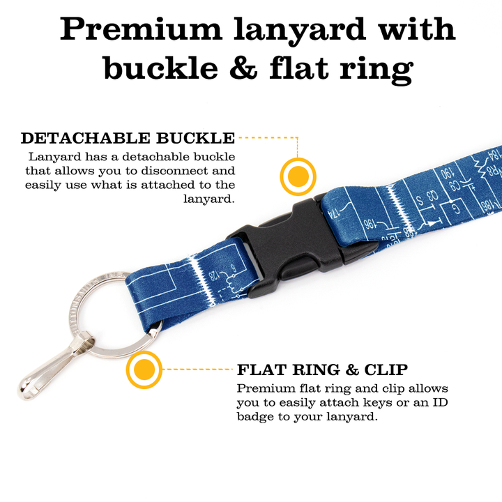 Circuit Blueprints Breakaway Lanyard - with Buckle and Flat Ring - Made in the USA