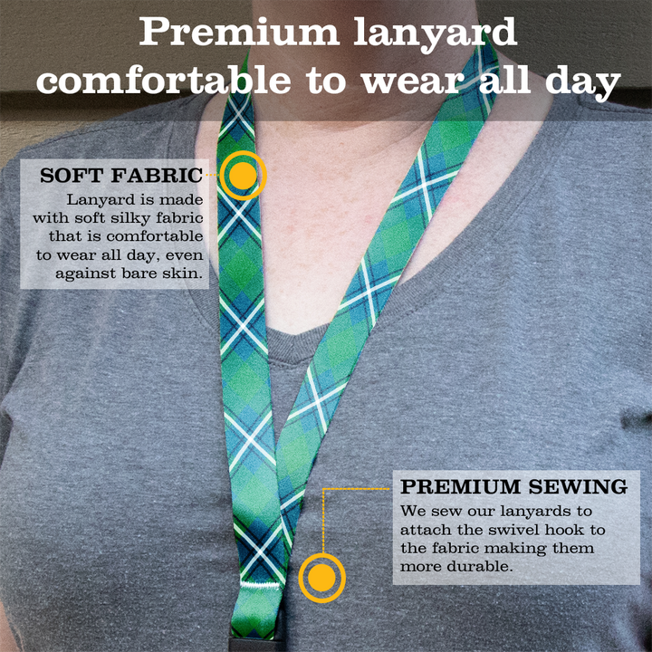 Irvine Plaid Breakaway Lanyard - with Buckle and Flat Ring - Made in the USA