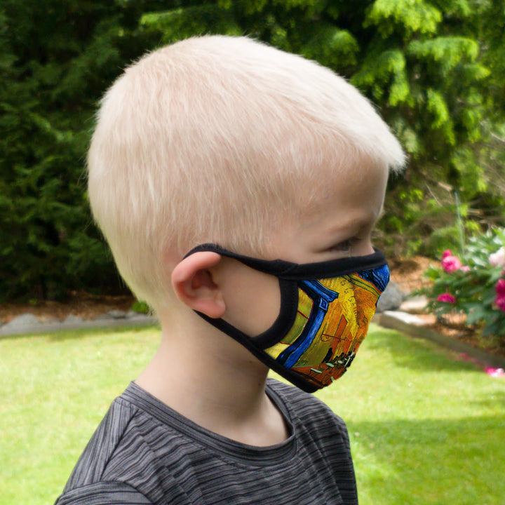 Buttonsmith Van Gogh Cafe Terrace Child Face Mask with Filter Pocket - Made in the USA - Buttonsmith Inc.