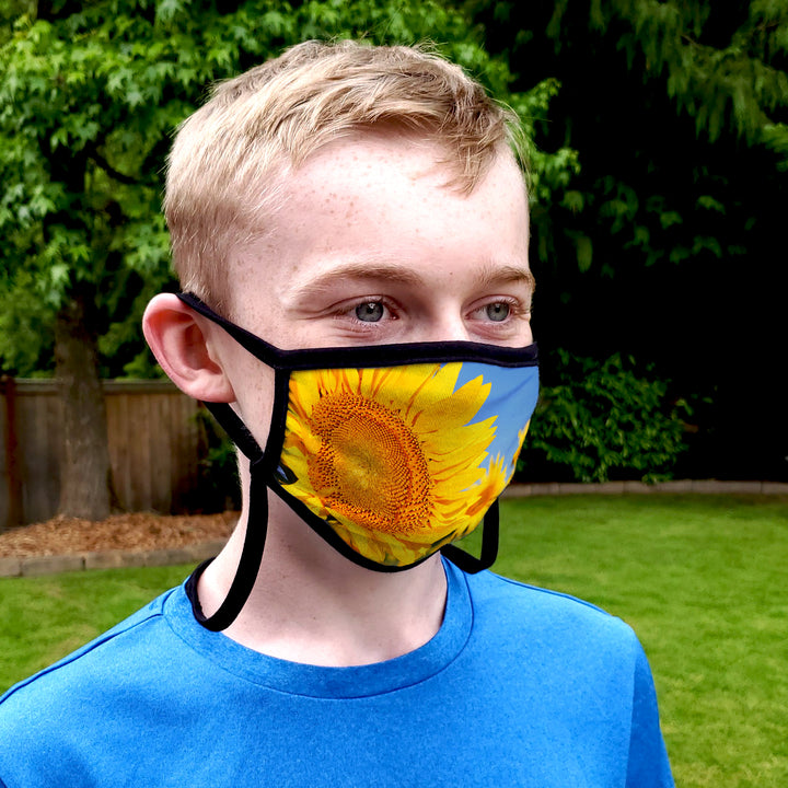 Buttonsmith Sunflower Adult Adjustable Face Mask with Filter Pocket - Made in the USA - Buttonsmith Inc.