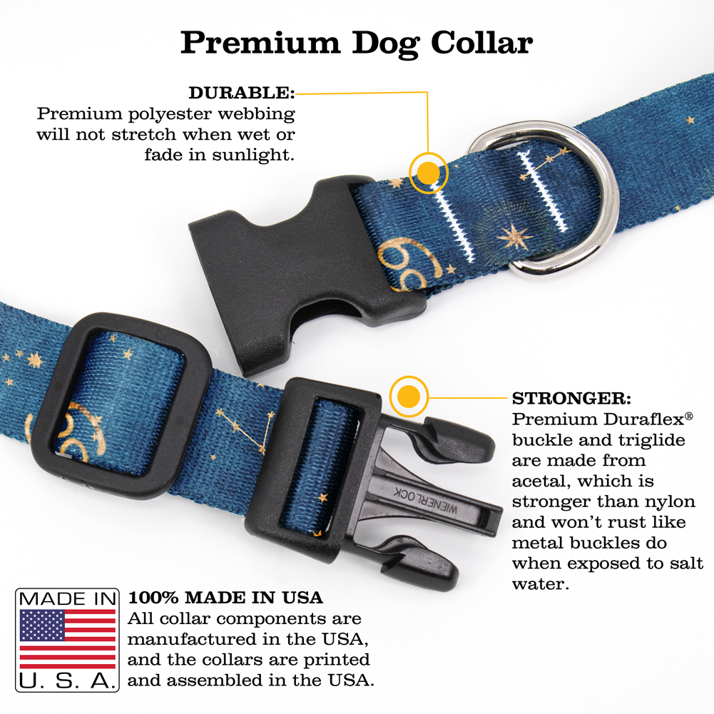 Zodiac Cancer Dog Collar - Made in USA