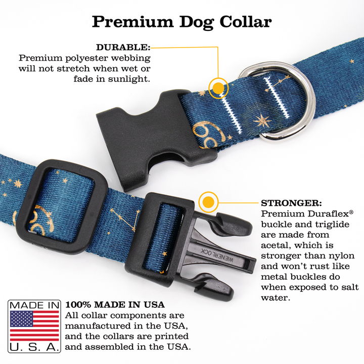 Zodiac Cancer Dog Collar - Made in USA