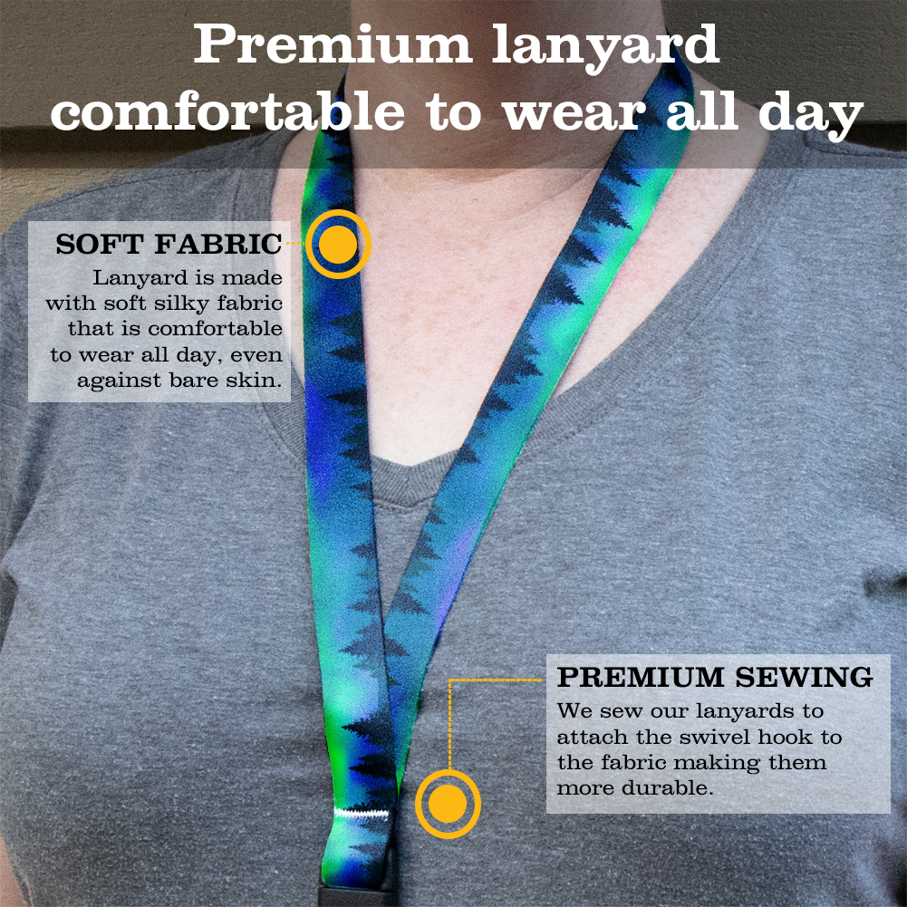 Northern Lights Premium Lanyard - with Buckle and Flat Ring - Made in the USA