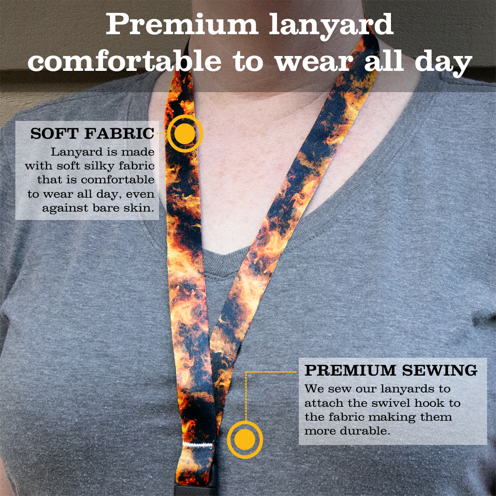 Bonfire Premium Lanyard - with Buckle and Flat Ring - Made in the USA