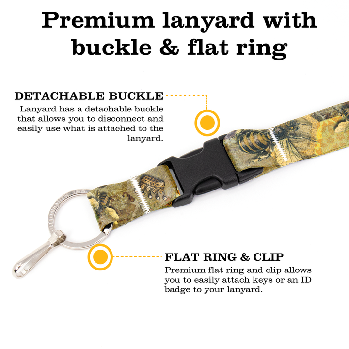 Queen Bee Premium Lanyard - with Buckle and Flat Ring - Made in the USA