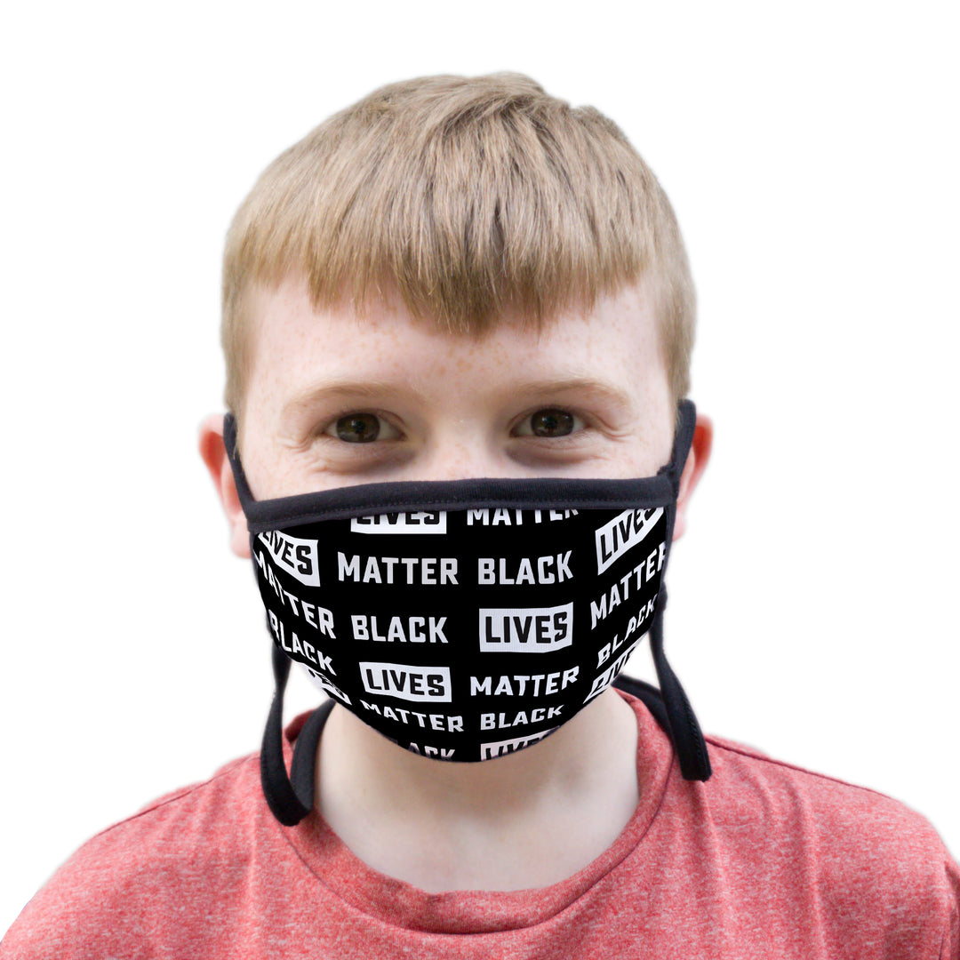 Buttonsmith Black Lives Matter Pattern Youth Adjustable Face Mask with Filter Pocket - Made in the USA - Buttonsmith Inc.