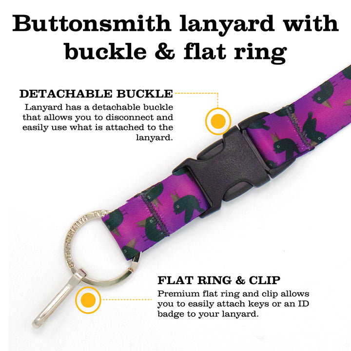 Buttonsmith Purple Crows Halloween Custom Lanyard - Made in USA - Buttonsmith Inc.