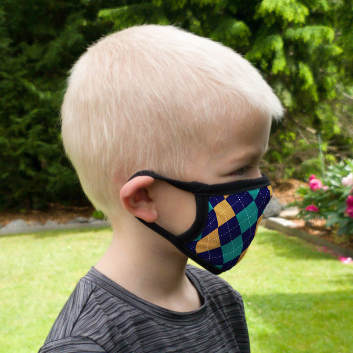 Buttonsmith Argyle Child Face Mask with Filter Pocket - Made in the USA - Buttonsmith Inc.