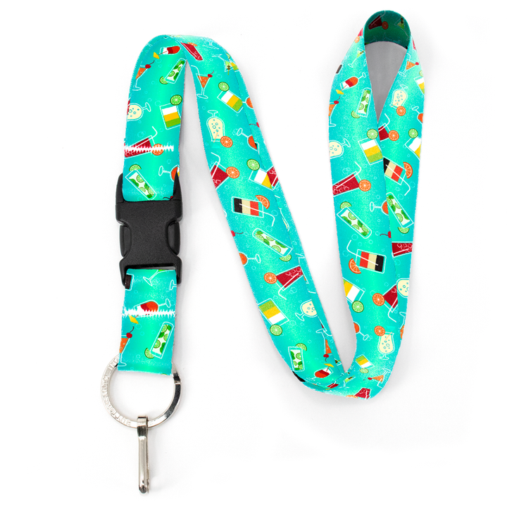 Cocktails Premium Lanyard - with Buckle and Flat Ring - Made in the USA