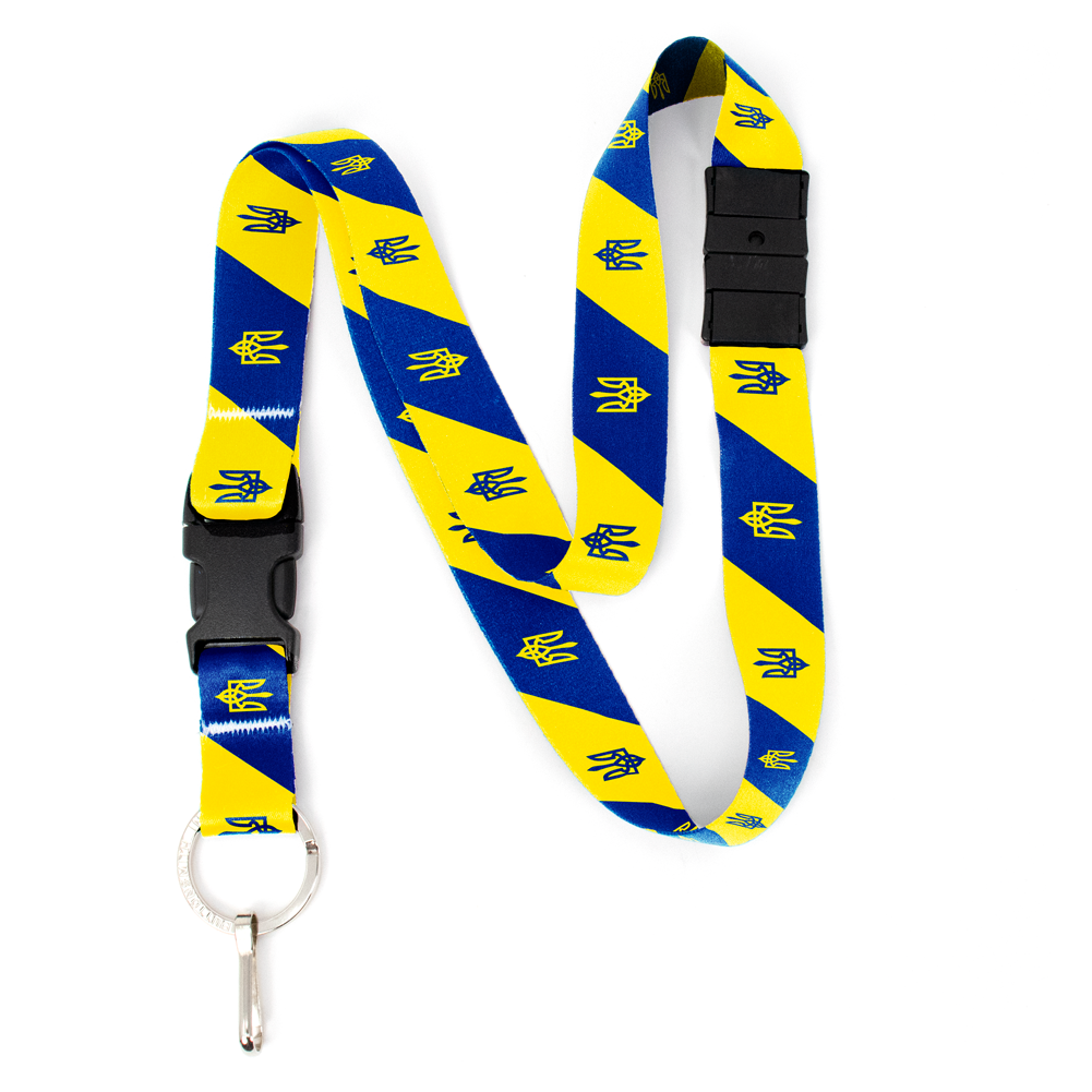 Ukraine Flag Breakaway Lanyard - with Buckle and Flat Ring - Made in the USA