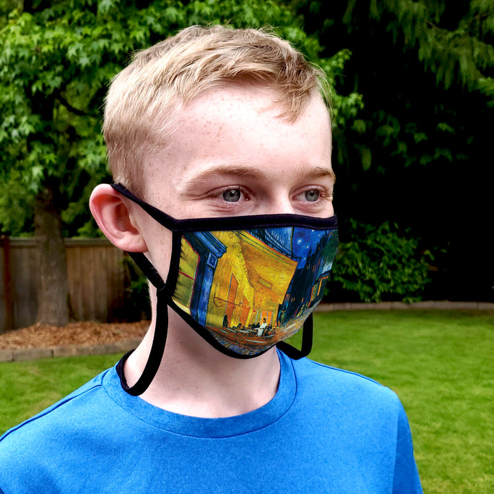 Buttonsmith Van Gogh Cafe Terrace Adult Adjustable Face Mask with Filter Pocket - Made in the USA - Buttonsmith Inc.