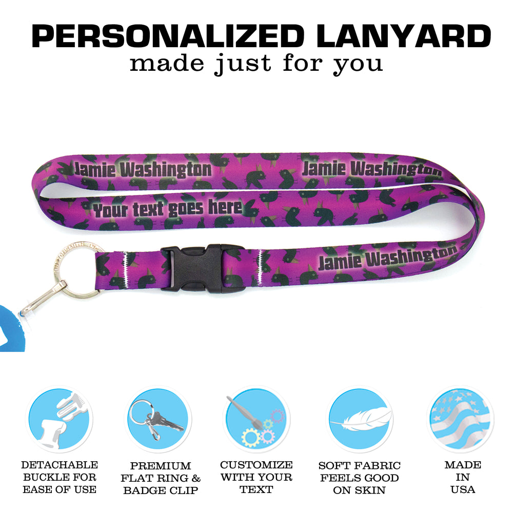 Buttonsmith Purple Crows Halloween Custom Lanyard - Made in USA - Buttonsmith Inc.