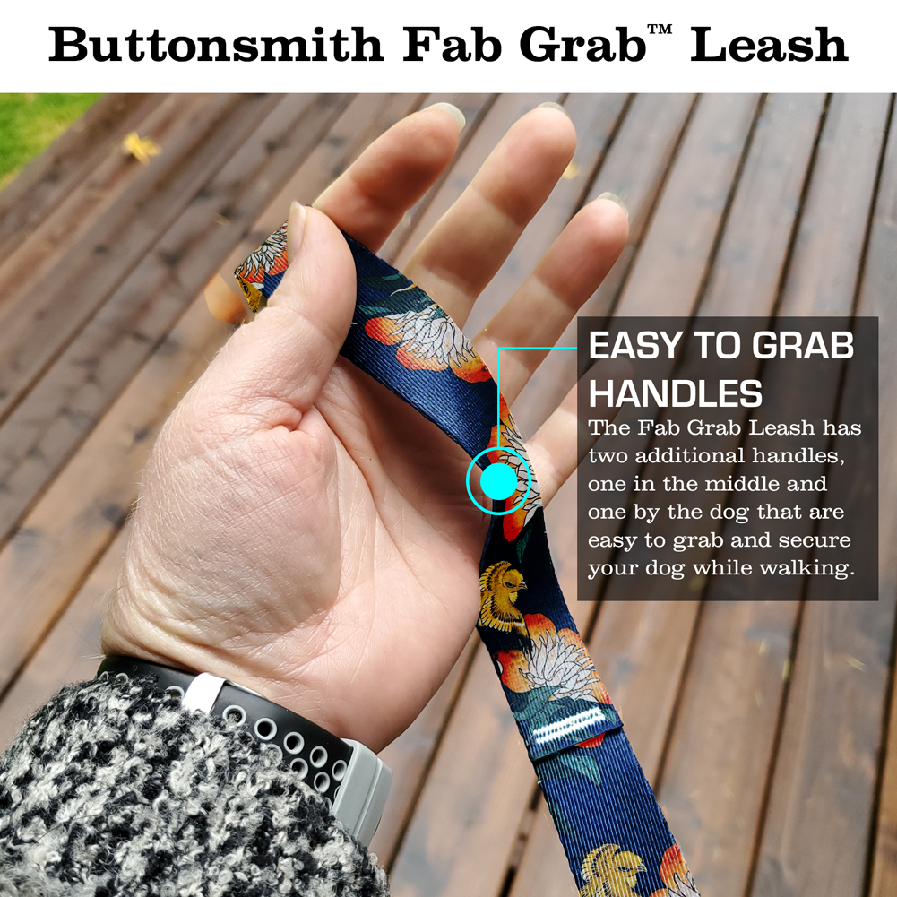 Hokusai Canary and Peony Fab Grab Leash - Made in USA