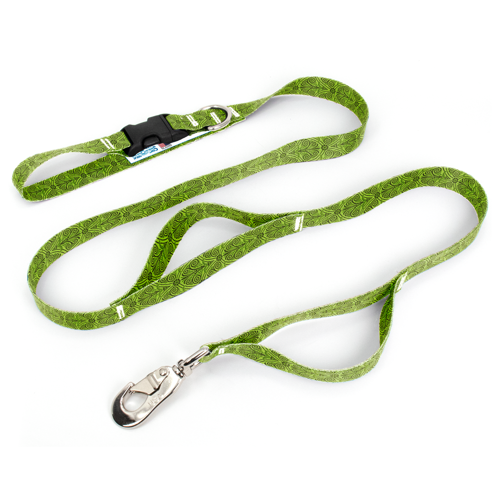 Greek Swirls Olive Fab Grab Leash - Made in USA