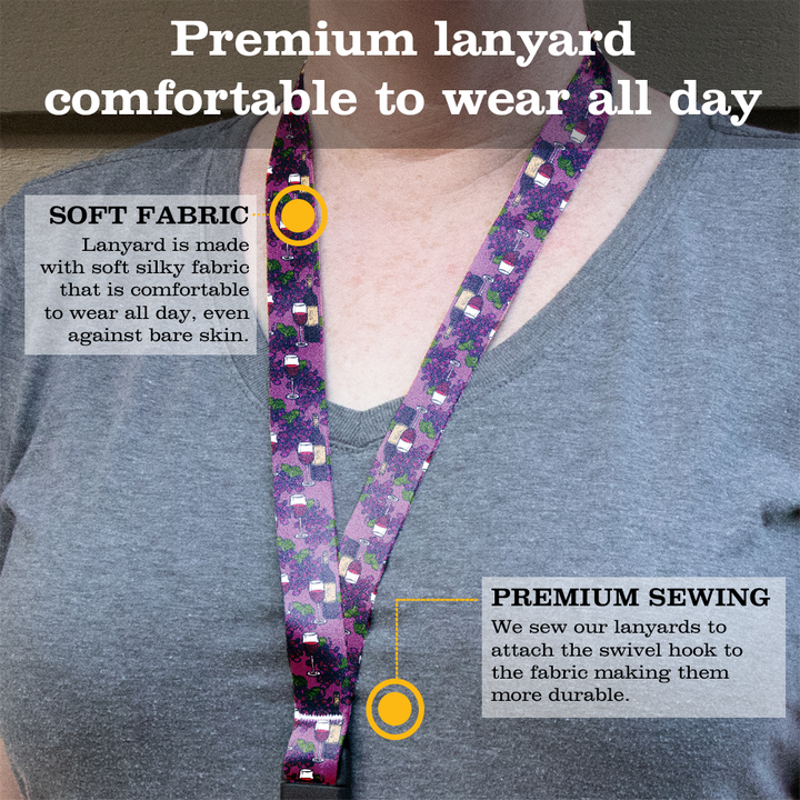 Cabernet Premium Lanyard - with Buckle and Flat Ring - Made in the USA