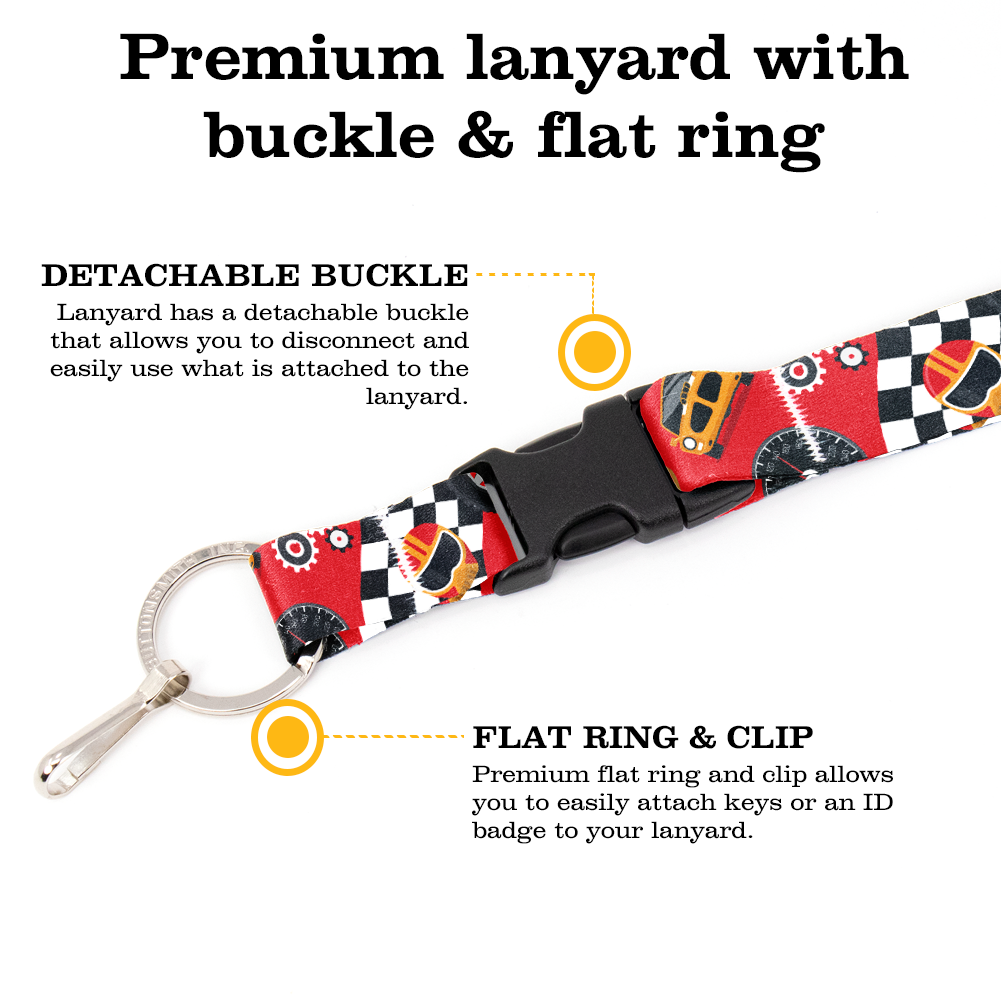 Racetrack Breakaway Lanyard - with Buckle and Flat Ring - Made in the USA