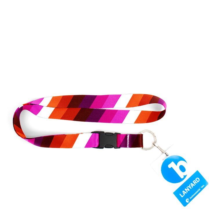 Lesbian Pride Premium Lanyard - with Buckle and Flat Ring - Made in the USA