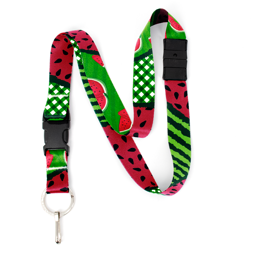 Watermelon Breakaway Lanyard - with Buckle and Flat Ring - Made in the USA