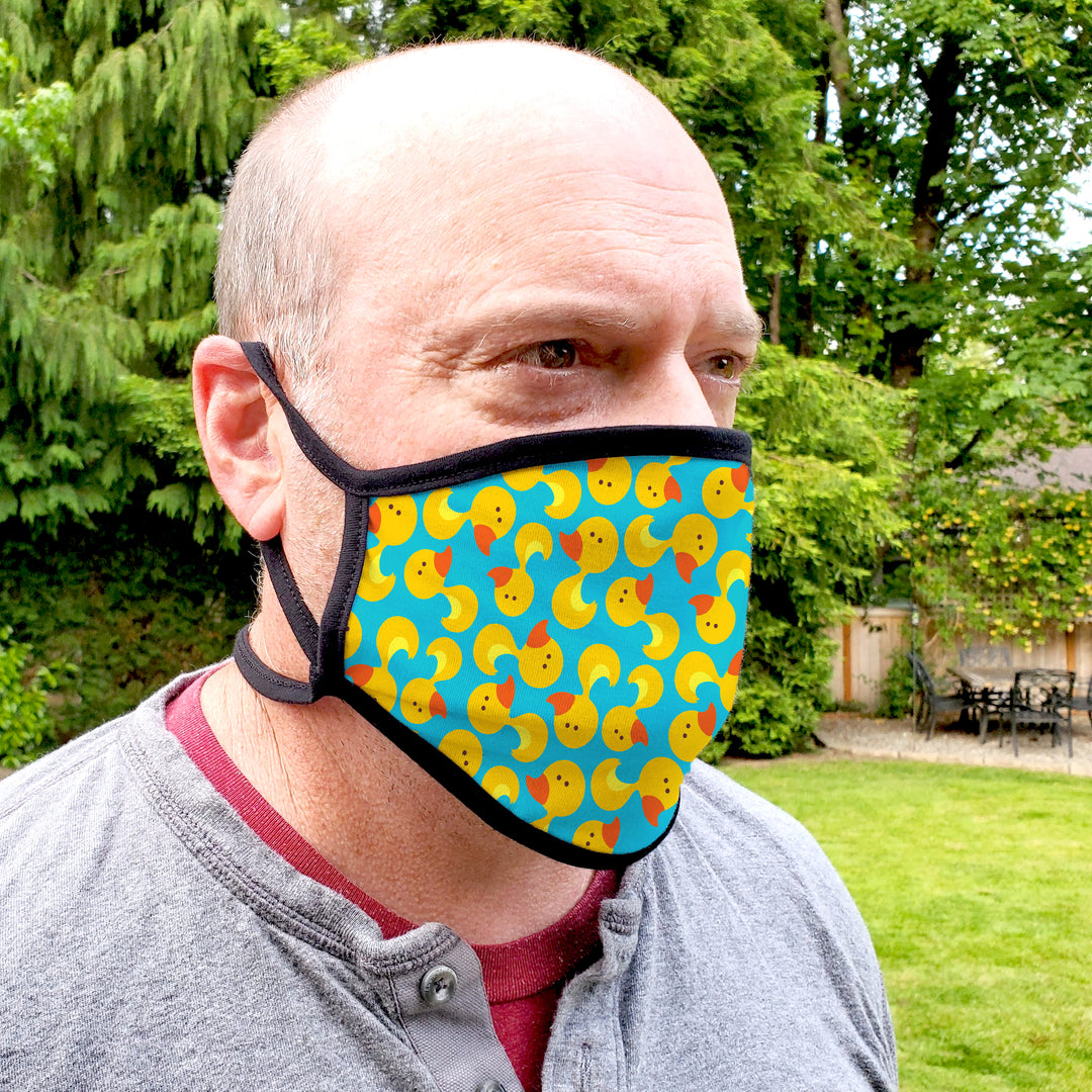 Buttonsmith Rubber Ducks Adult Adjustable Face Mask with Filter Pocket - Made in the USA - Buttonsmith Inc.