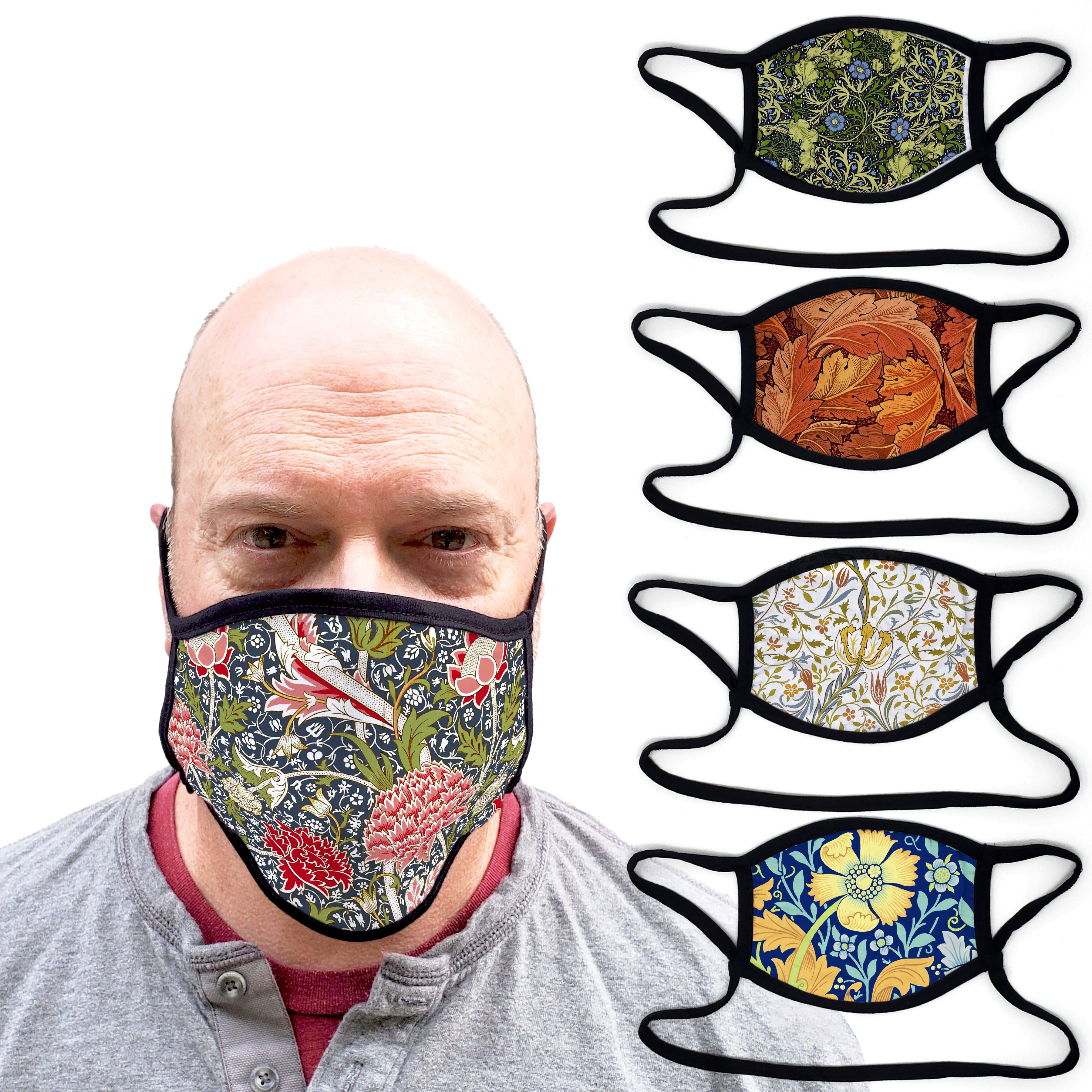 Buttonsmith William Morris William Morris - Set of 5 Adult XL Adjustable selling Face Mask with Filter Pocket - Made in the usa