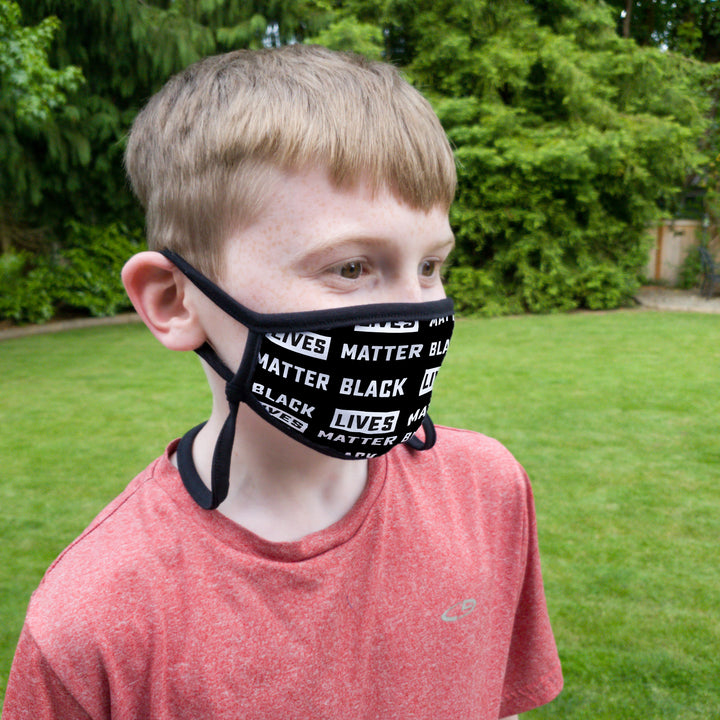 Buttonsmith Black Lives Matter Pattern Adult Adjustable Face Mask with Filter Pocket - Made in the USA - Buttonsmith Inc.