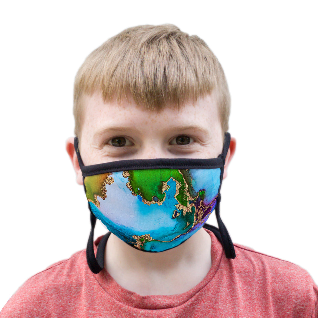 Buttonsmith Lagoon Youth Adjustable Face Mask with Filter Pocket - Made in the USA - Buttonsmith Inc.