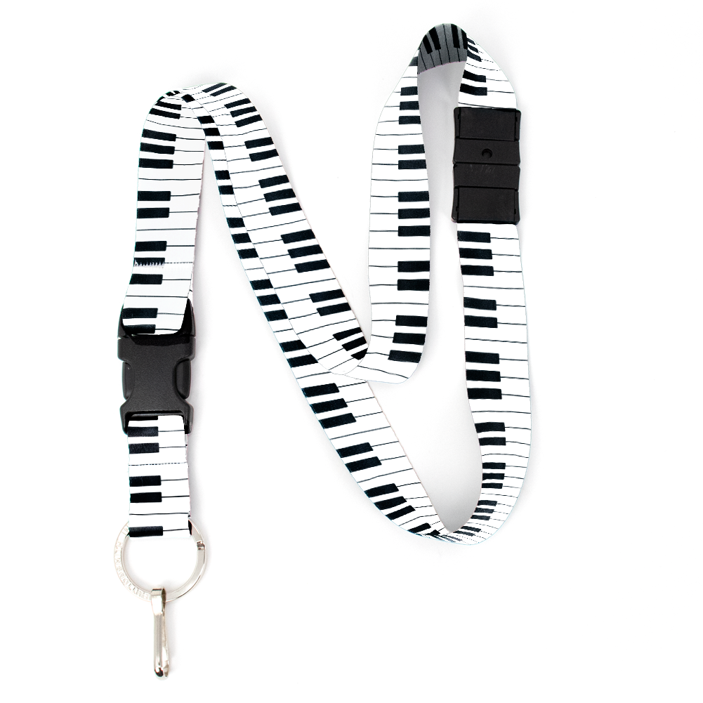 Piano Keys Breakaway Lanyard - with Buckle and Flat Ring - Made in the USA