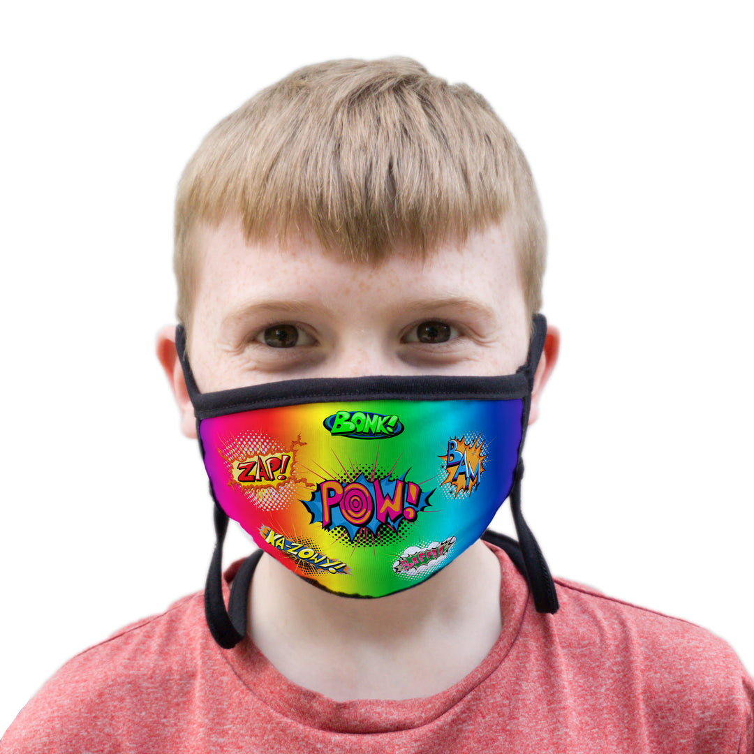 Buttonsmith Comix Youth Adjustable Face Mask with Filter Pocket - Made in the USA - Buttonsmith Inc.