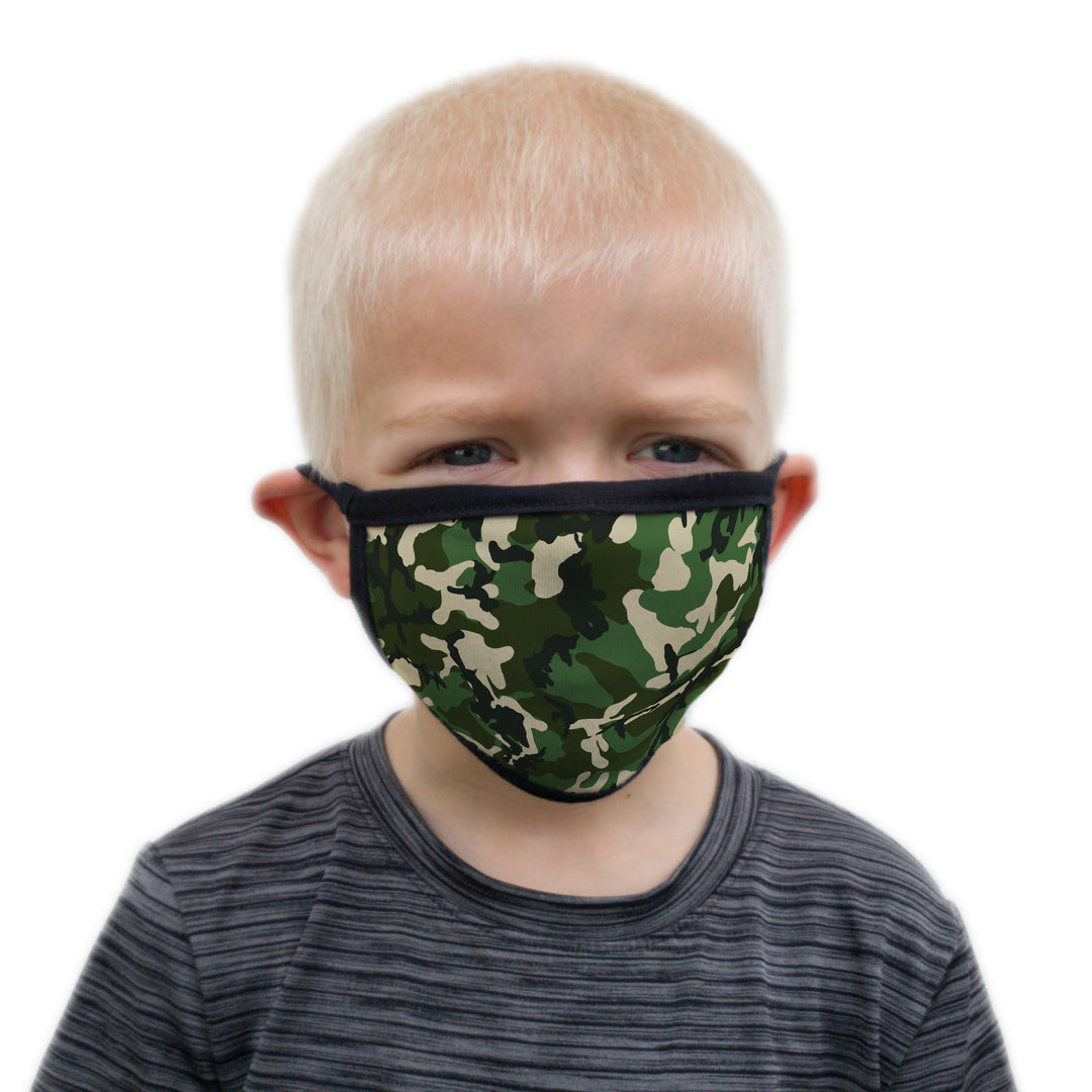 Buttonsmith Woodland Camo Child Face Mask with Filter Pocket - Made in the USA - Buttonsmith Inc.