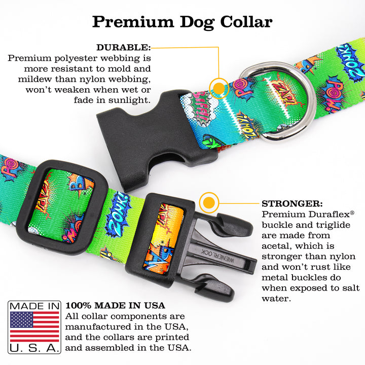 Buttonsmith Comix Dog Collar - Made in the USA - Buttonsmith Inc.