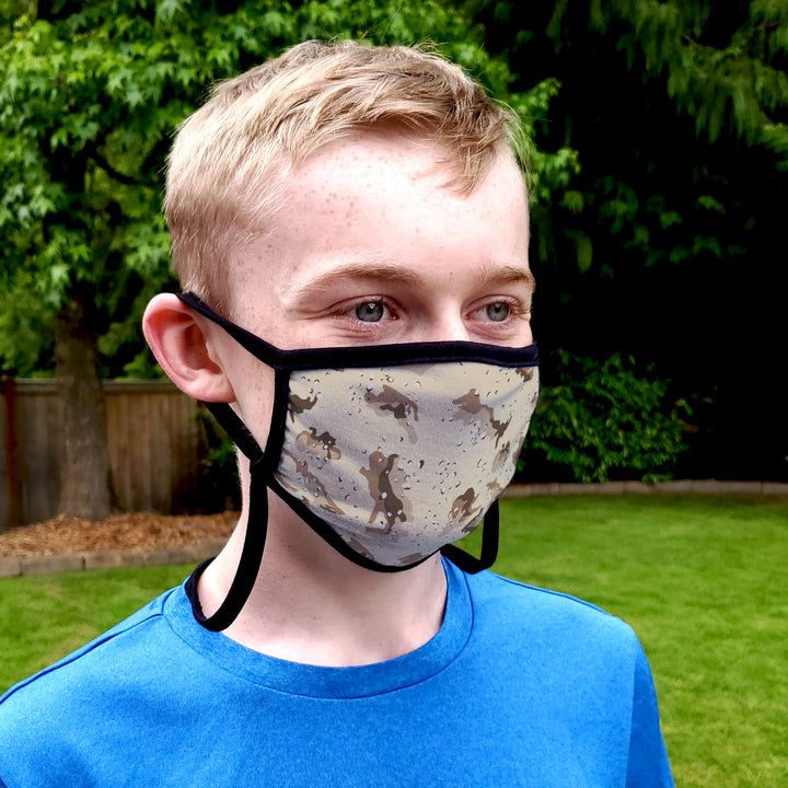 Buttonsmith Desert Camo Adult Adjustable Face Mask with Filter Pocket - Made in the USA - Buttonsmith Inc.