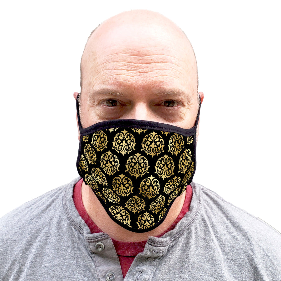 Buttonsmith Damask Adult XL Adjustable Face Mask with Filter Pocket - Made in the USA - Buttonsmith Inc.