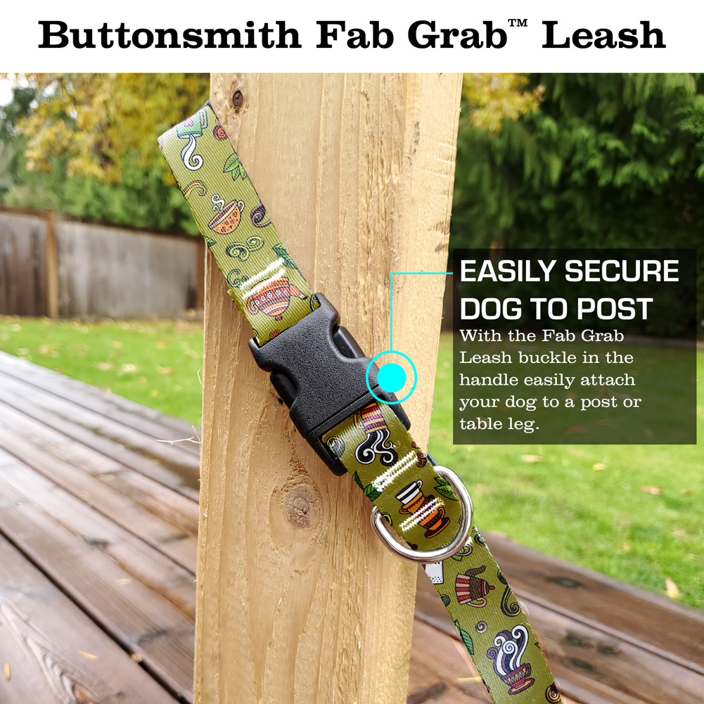 Tea Time Green Fab Grab Leash - Made in USA