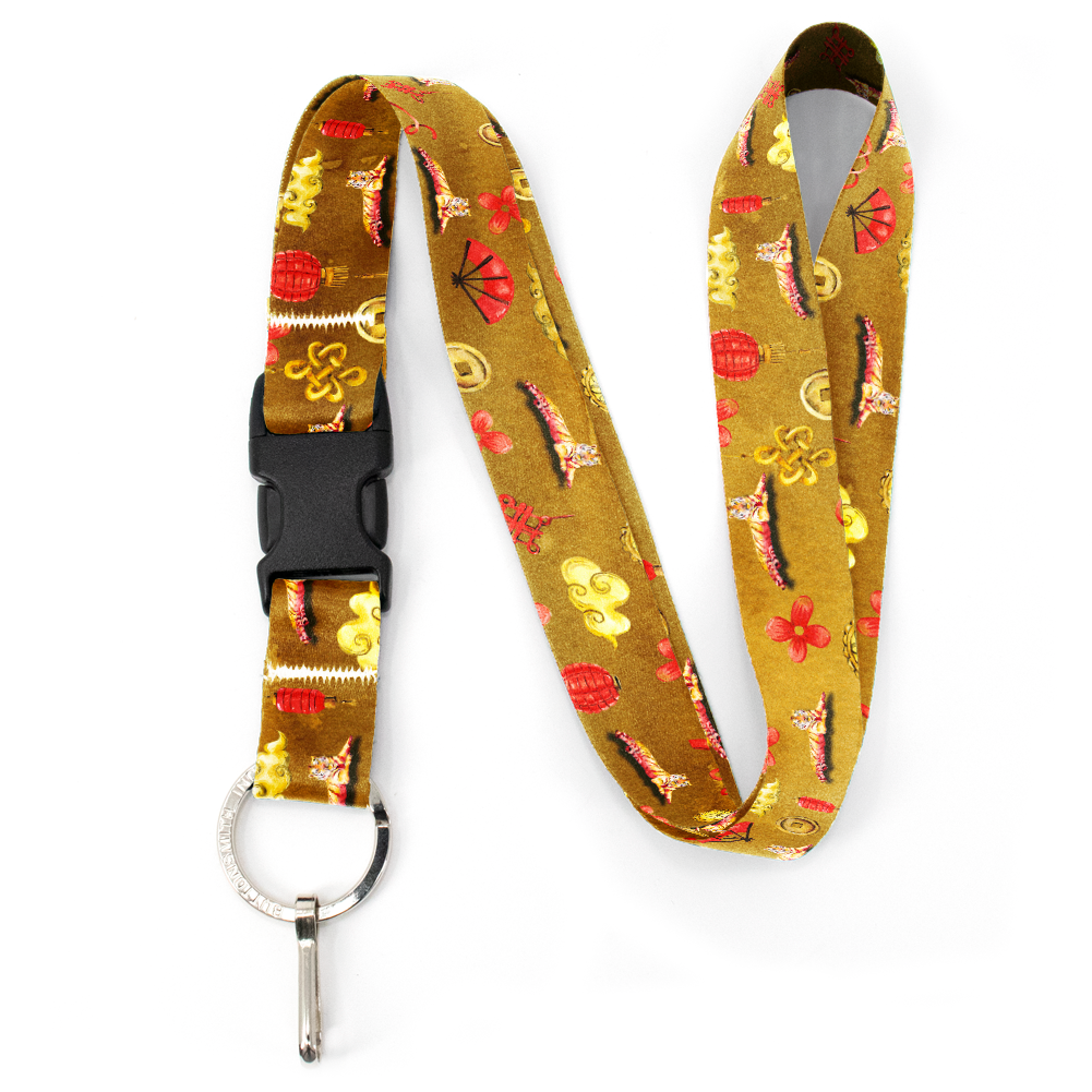 Lunar Tiger Zodiac Premium Lanyard - with Buckle and Flat Ring - Made in the USA