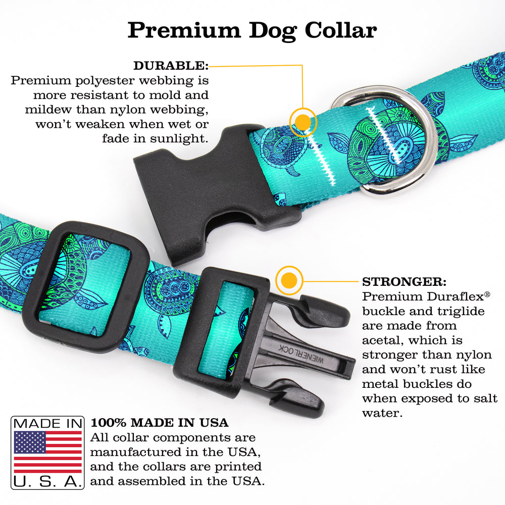 Buttonsmith Turtles Dog Collar - Made in the USA - Buttonsmith Inc.