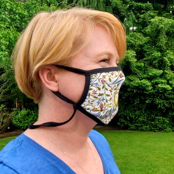 Buttonsmith William Morris Flora Adult Adjustable Face Mask with Filter Pocket - Made in the USA - Buttonsmith Inc.