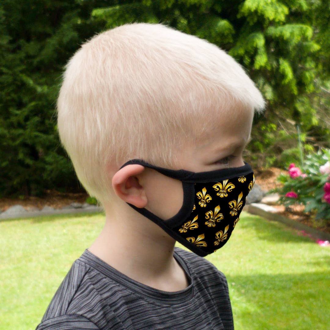 Buttonsmith Fleur-de-Lis Adult XL Adjustable Face Mask with Filter Pocket - Made in the USA - Buttonsmith Inc.