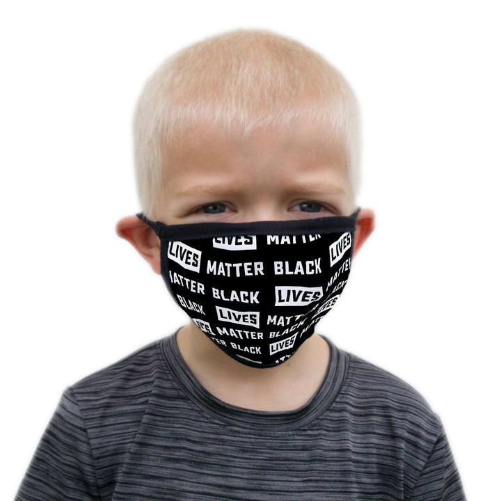 Buttonsmith Black Lives Matter Pattern Child Face Mask with Filter Pocket - Made in the USA - Buttonsmith Inc.