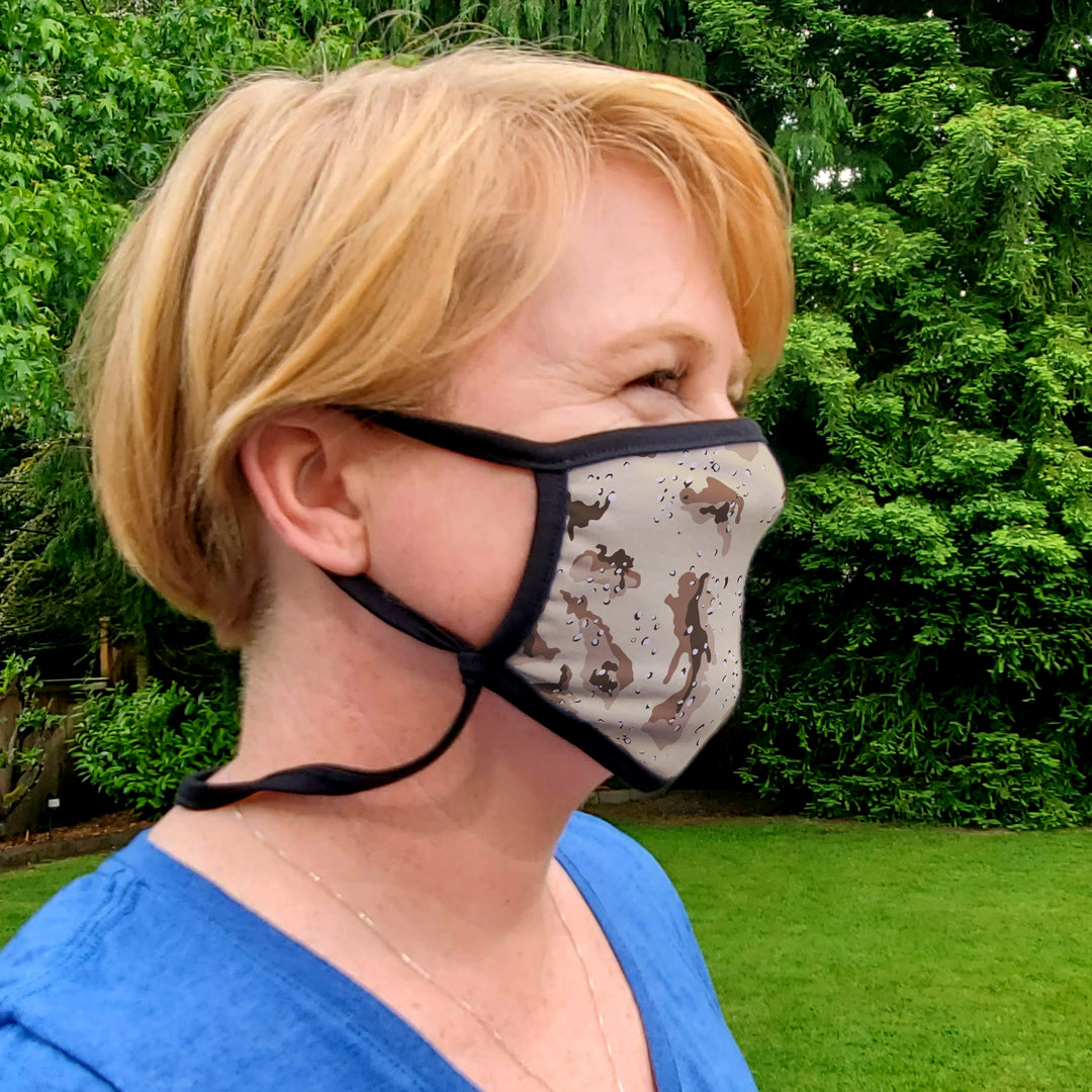 Buttonsmith Desert Camo Adult Adjustable Face Mask with Filter Pocket - Made in the USA - Buttonsmith Inc.